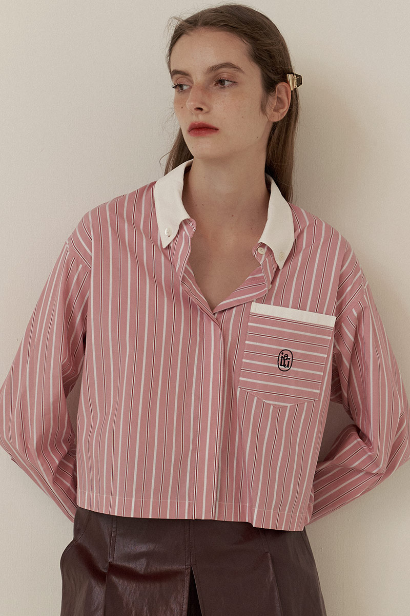 [이연희 착용] Bay crop shirt Pink