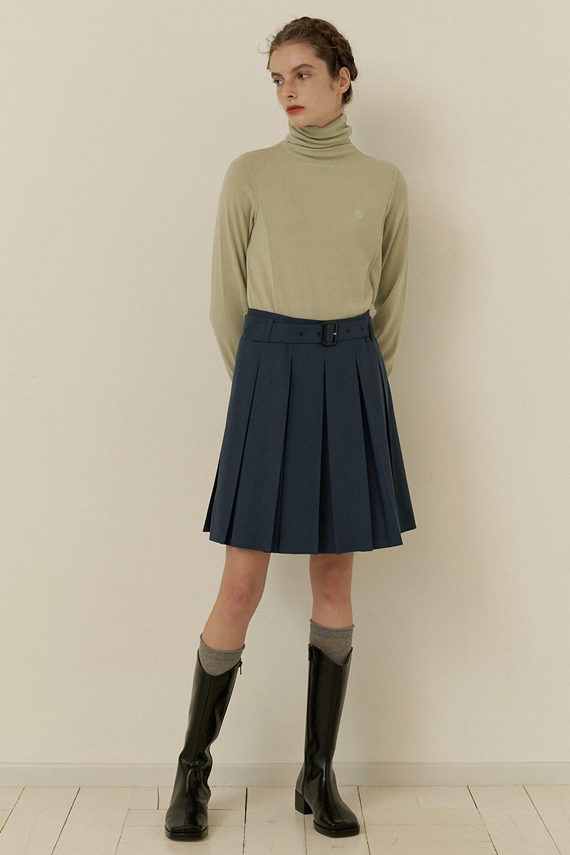 Middle pleats skirt Navy