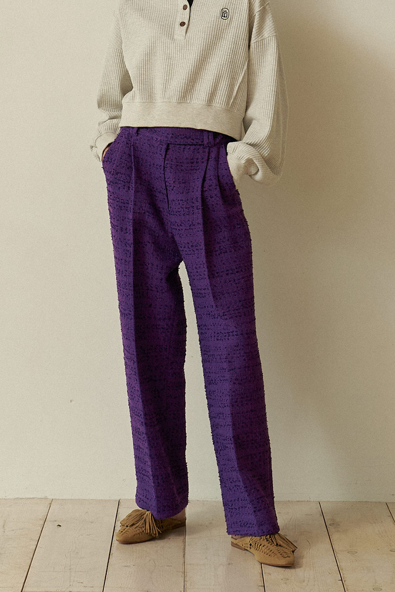 Letteer tweed pants Purple