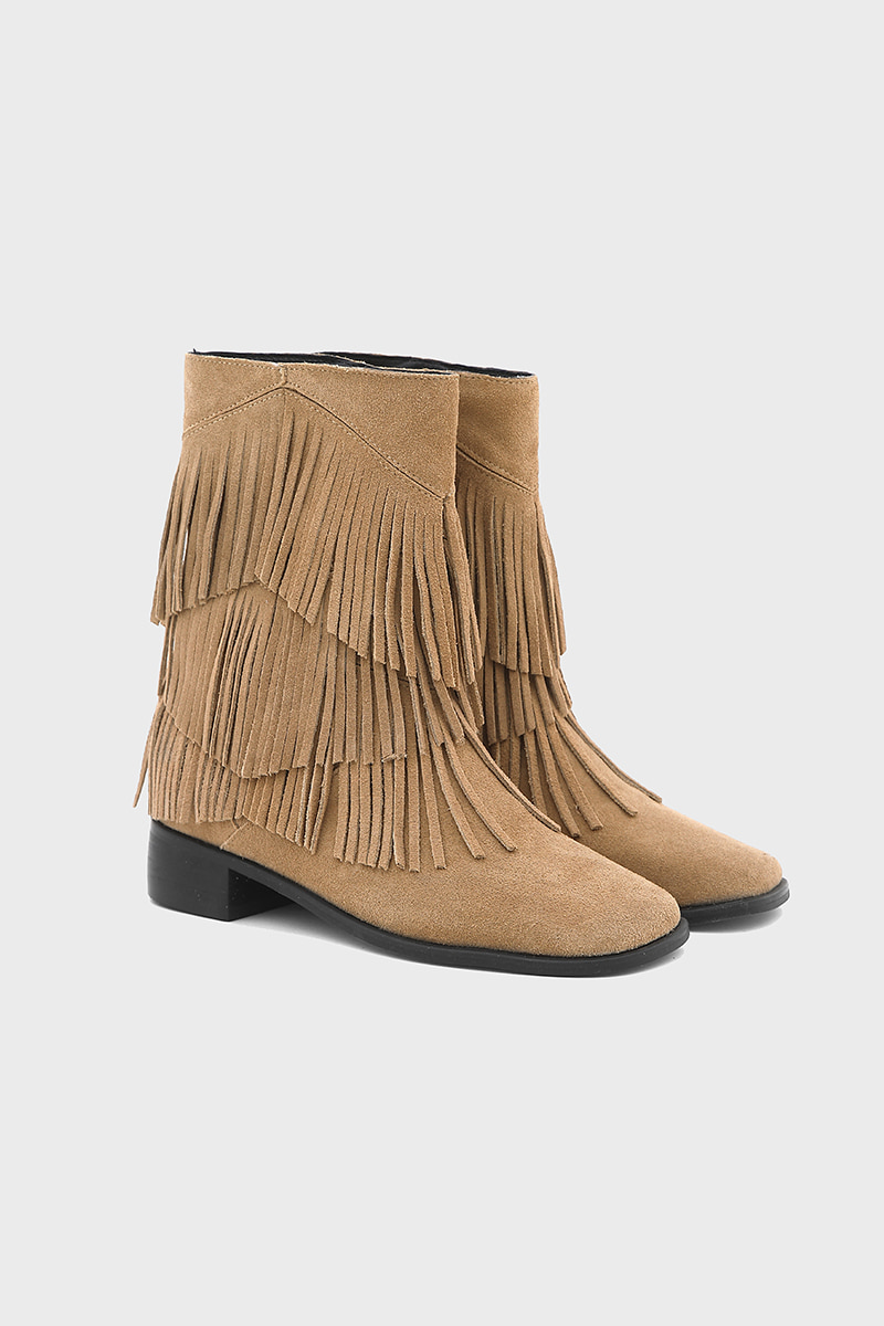 Western suede midi boots Camel