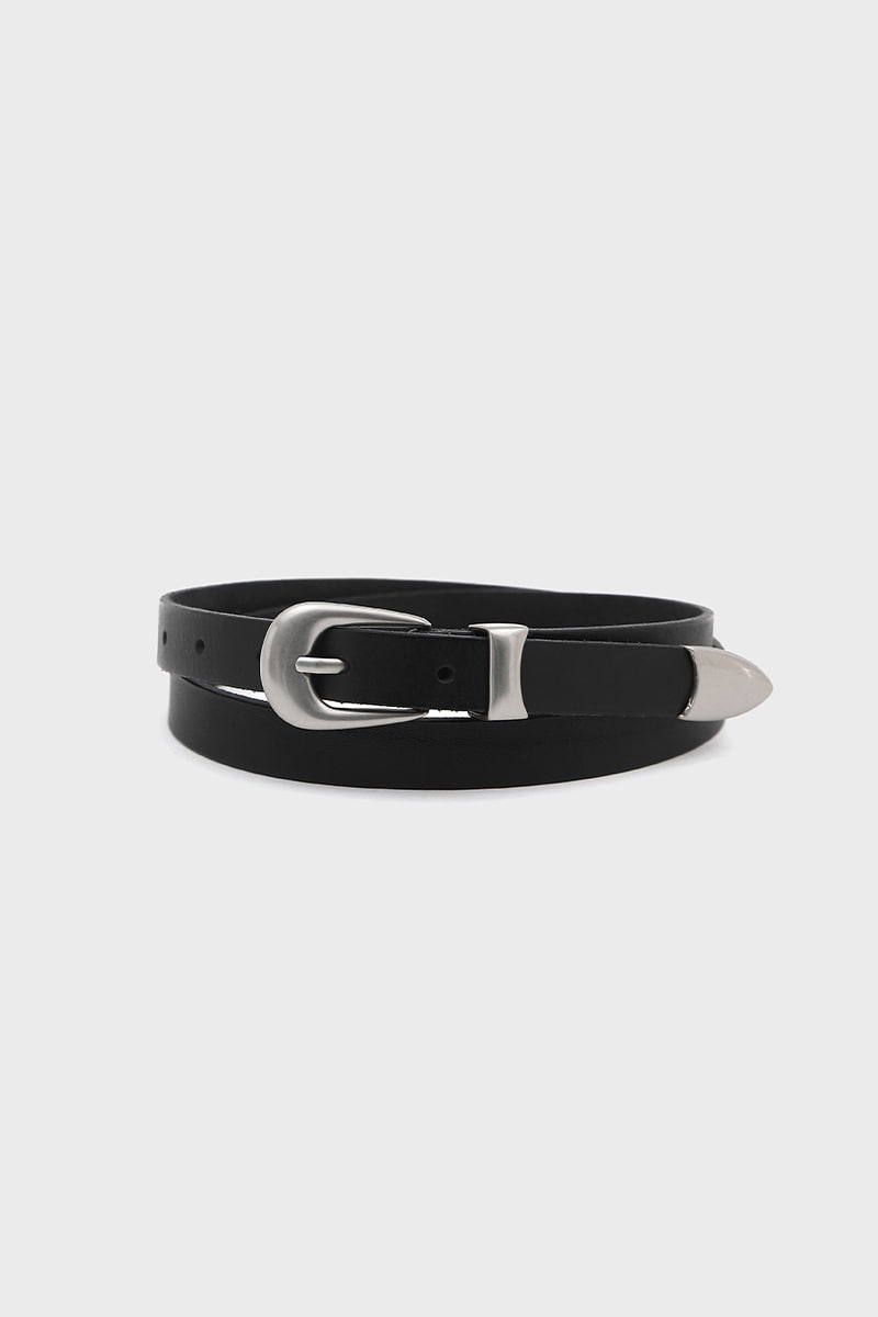 Simple western leather belt Black