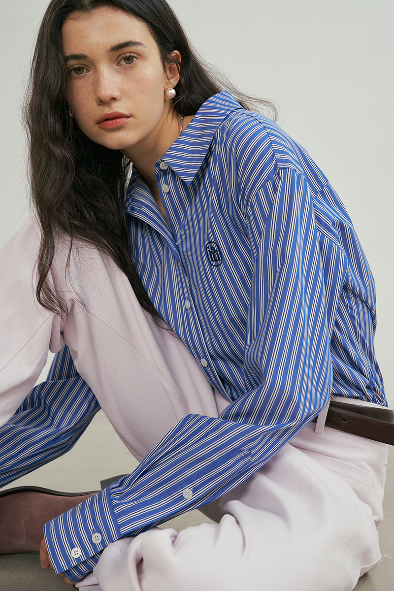 [3차 리오더] New tidy curve shirts Blue stripe